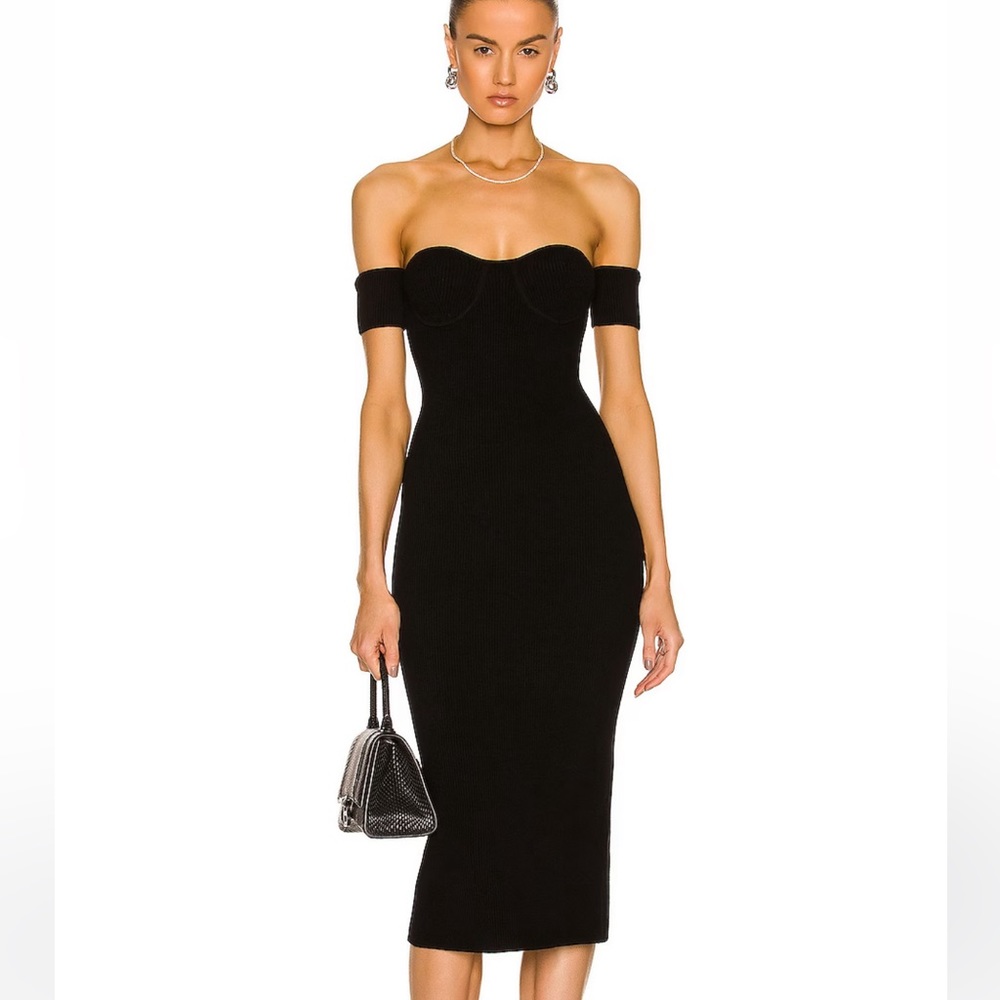 Helmut lang black contour midi dress S